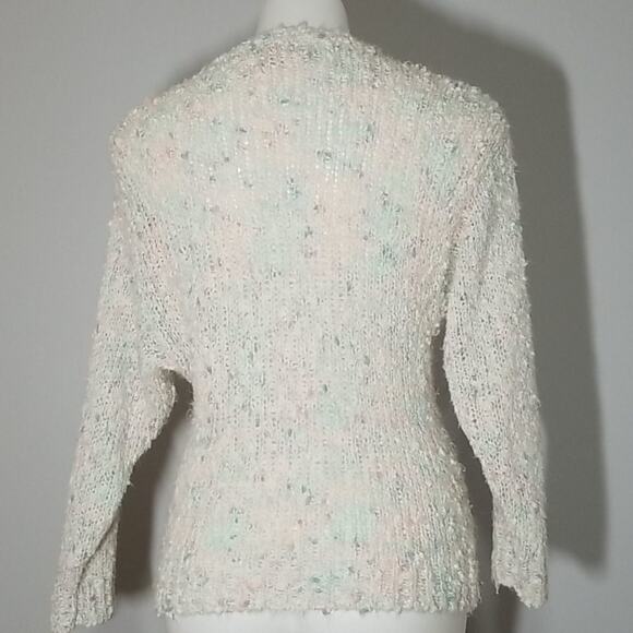 Vintage Shaggy Knit Pastel V-neck Sweater - Picture 6 of 8
